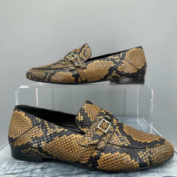NEW Longchamp Yellow Snake Print Loafers Yellow/Black Size 5.5 - Picture 1 of 10